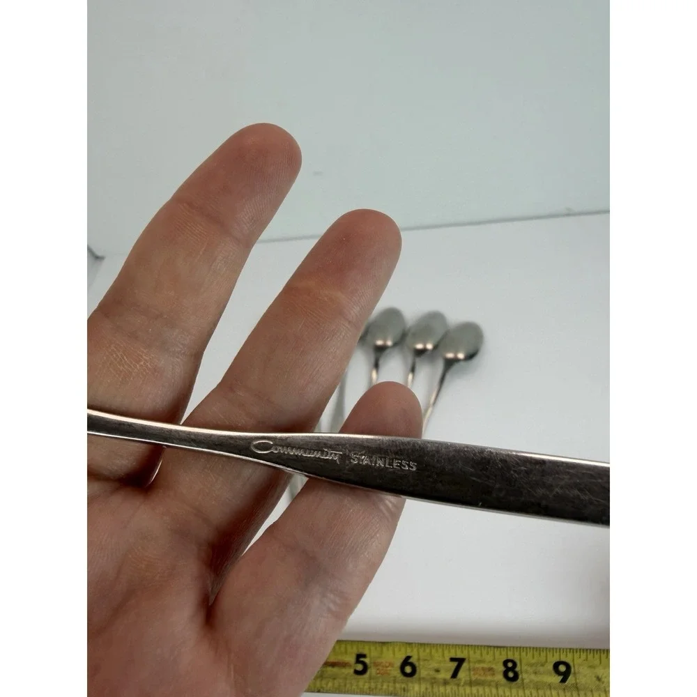 Oneida Community FROSTFIRE Stainless Iced Tea Spoons Lot Of 7
